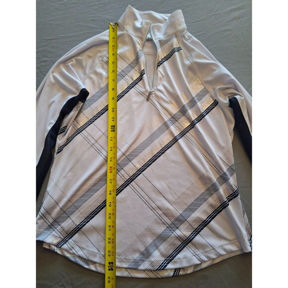 Greg Norman Quarter Zip Pullover Womens Medium Plaid Golf Shirt Play Dry - Picture 3 of 7